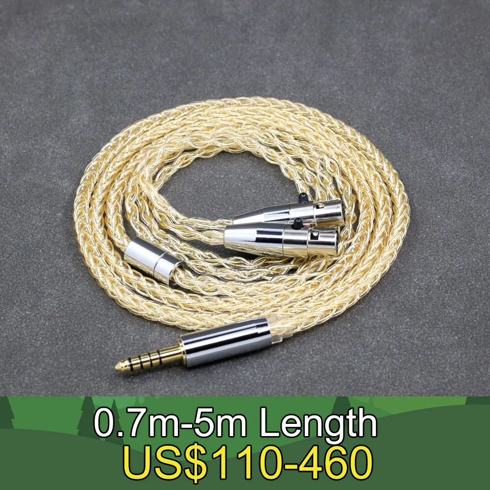 8 Core 99% 7n Pure Silver 24k Gold Plated Earphone Cable For Abyss AB 1266 Phi TC Dual Mini xlr 3 pin head(amame) LN008805