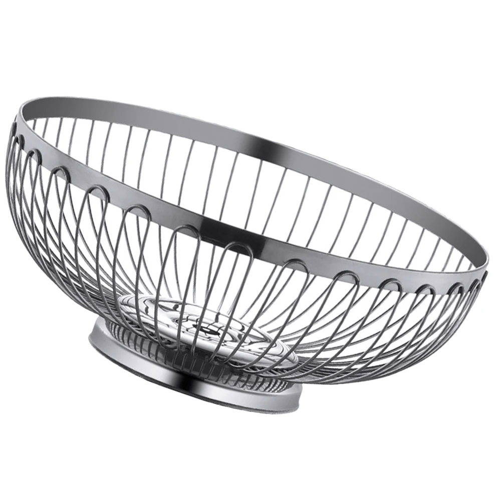 

Stainless Steel Wire Hollow Bread Basket Fruit Vegetable Basket Kitchen Countertop Home Hotel Large Capacity Metal Fruit Bowl