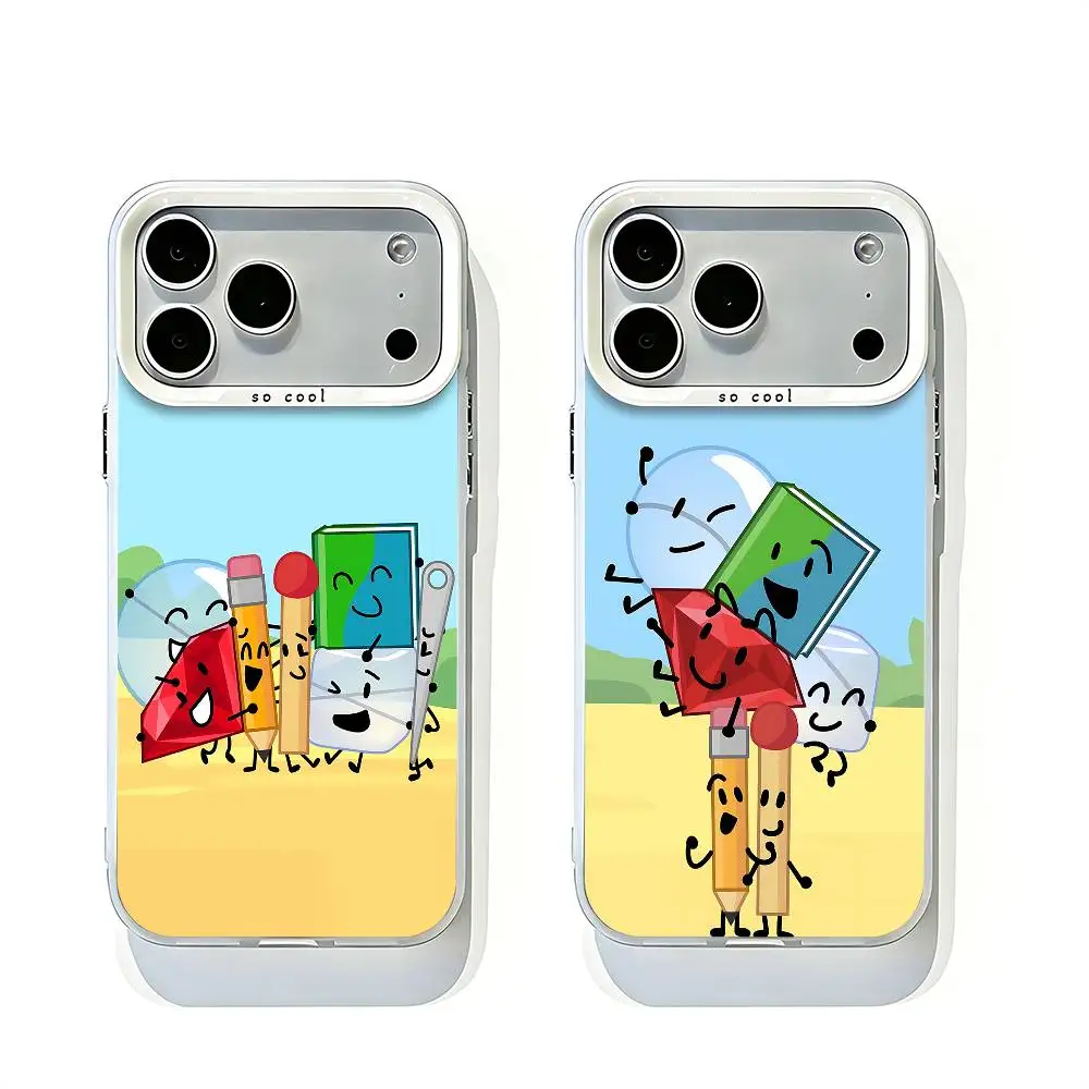 

B-BFDI x II White Matte Large Lens Frame Cover For iPhone 12 11 14 13 17 16 15 Pro Max Mini Plus E