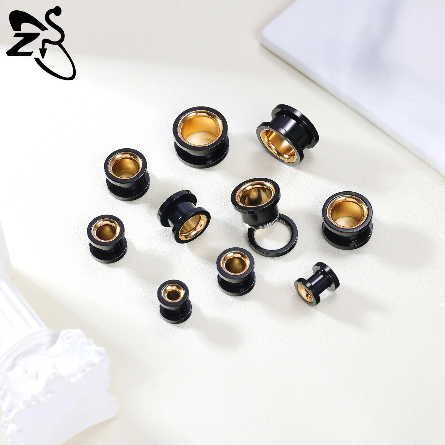 ZS Stainless Steel Ear Plug and Tunnel Set