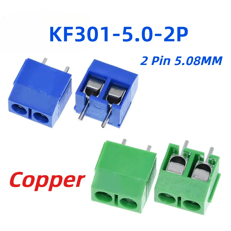 （10-50pcs） KF301-2P 301-2P 2 Pin Plug-in Screw 5mm 5.08mm 2 Pin Copper Screw Terminals Can be spliced Terminals-Block Connector