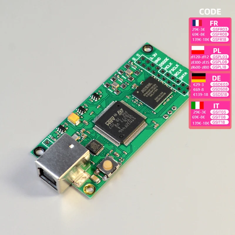 USB Digital Interface PCM1536 DSD1024 Amanero Italy XMOS To I2S For DAC Amplifier Board