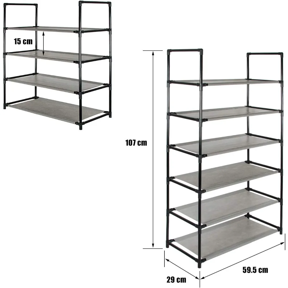 

6 Tier Shoes Rack, Shoe Organizer with Non-Woven Fabric, Shoe Tower Cabinet Storage Holds up to 18 Pairs of Shoes, DIY Assembly