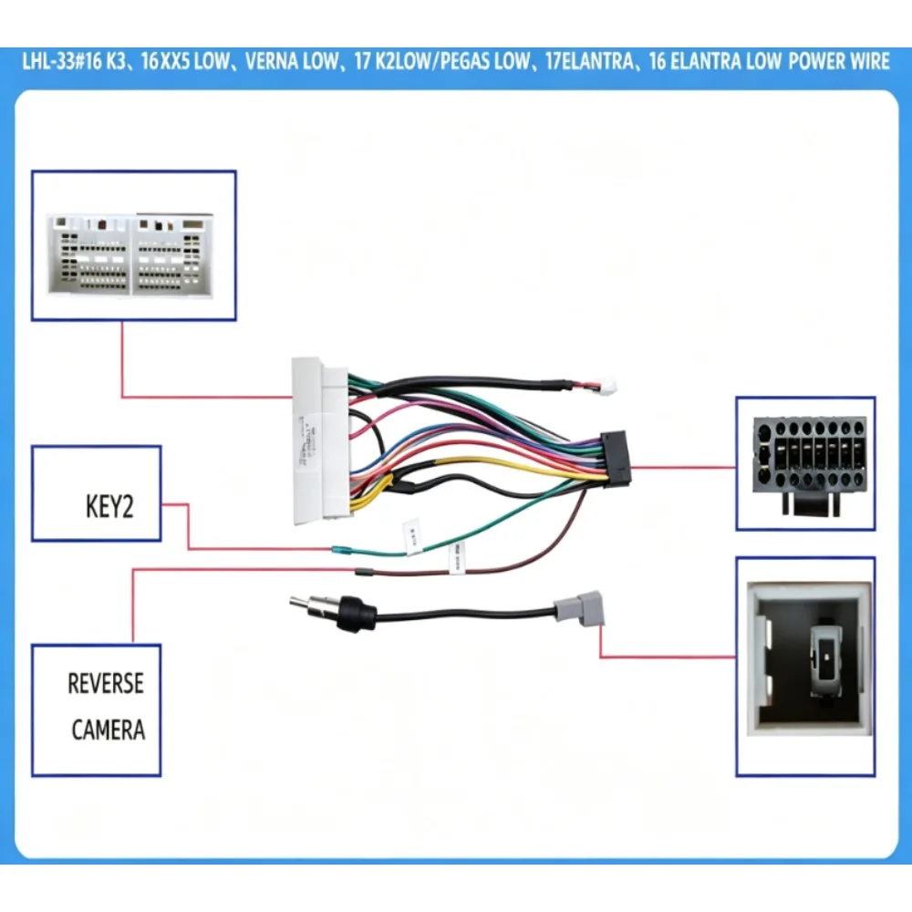 Car Android Wire Harness Power Cable Adapter With For Kia K3 KX5 K2 VERNA ELANTRA PEGAS 2016-2017