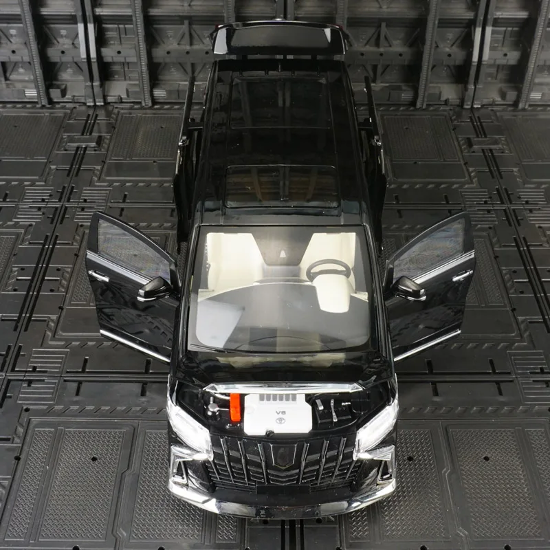 1:18 vehículo comercial grande Toyota alphard MPV, modelo de aleación acústico-óptico, coche de juguete extraíble para niño, mano de obra fina
