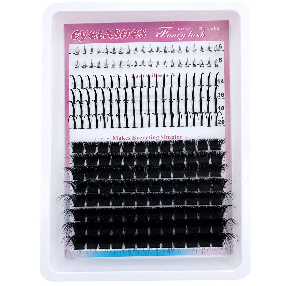 3 IN 1 Lash Clusters 200D-60D Long 6-20mm Lash Spikes Lower Eyelashes Eyelash Clusters Individual Lashes DIY Manga Eyelash