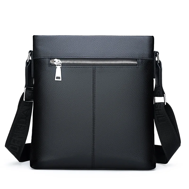 Men's cowhide single shoulder bag solid color casual fashion diagonal shoulder square bag leather new work crossbody bag