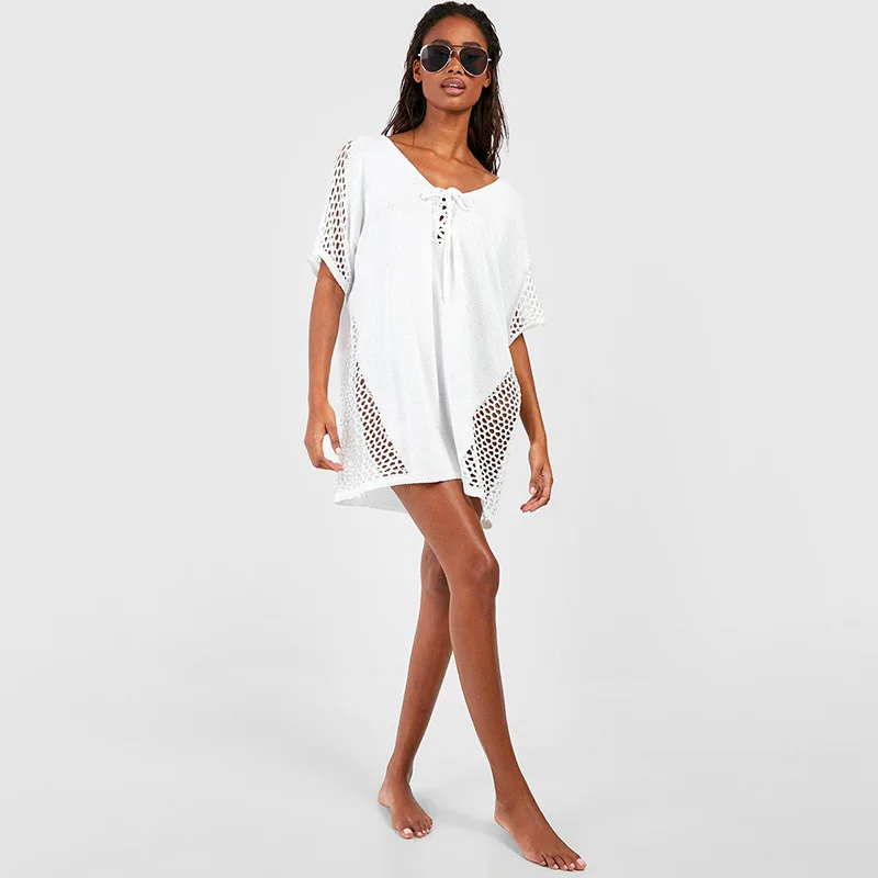 2024 sommer Neue Rock frauen Einfarbig Sexy Gestrickte Strand Bikini Badeanzug Cover Up Sonnenschutz Kleidung