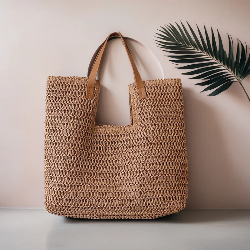New One Shoulder Straw Woven Bag, Large Capacity Handbag, Straw Bag, Tote Bag, Women's Bag, Beach Bag