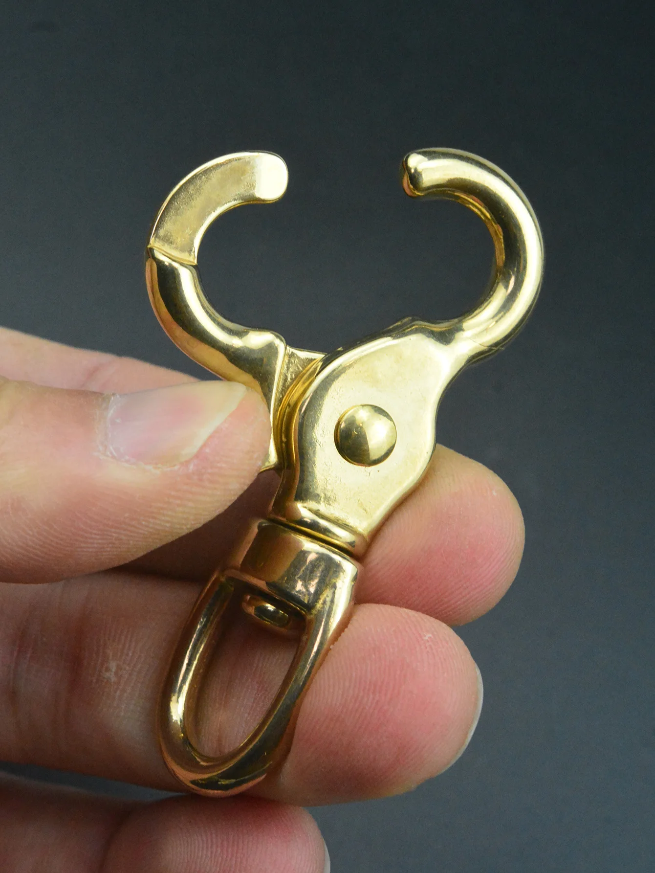 Solid Brass heart Swivel Trigger Snap Hooks Keychain lobster clasp with 0.5inch 12mm O ring leather craft DIY Jean wallet chain
