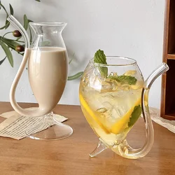 Self Contained Straw Glass Vampire Glass Creative High Foot Straw Cup Juice Cold Drink Cup Bubble Water Cup Cocktail Cup Bar New