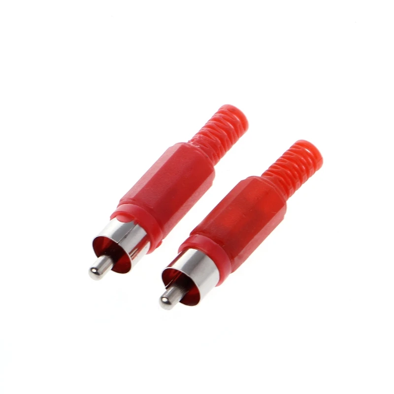 20 Pcs Preto Vermelho Solda RCA Macho Plugue Adaptador Vídeo Áudio Conector