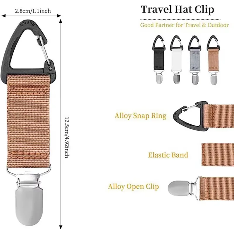 Clip para sombrero de paja para viaje al aire libre, clip portátil para bolsa de compañero, organizador multiusos para guantes al aire libre