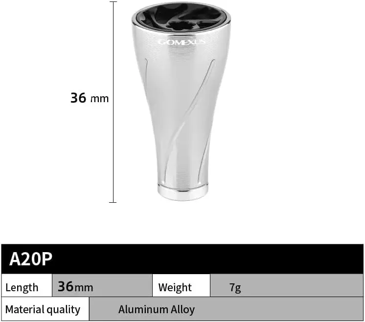 Perilla aluminio Gomexus A20P 20mm – Recambio carrete Shimano y Daiwa - imagen 2