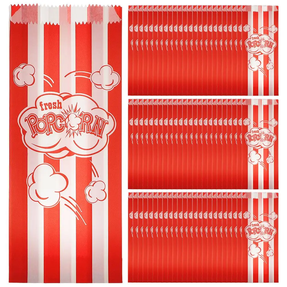 

100 Pcs Oil Proof Paper Bags Disposable Snack Packaging Greaseproof Popcorn Containers Party Holders For Night Carnival Treats