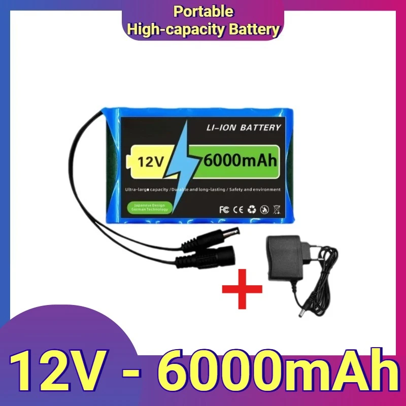 

Portable High-capacity Battery,Rechargeable Lithium Battery Pack with A Capacity of 12V - 6000mAh