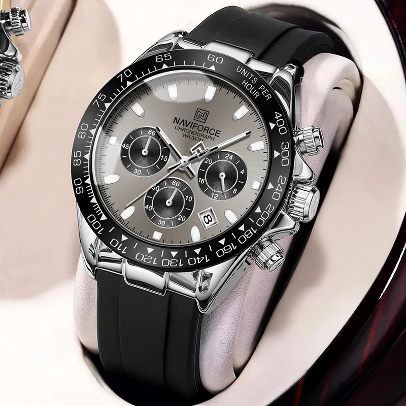 NAVIFORCE Casual Men's Watch Waterproof Sports Quartz Clock Silicone Strap Chronograph Luminous Wristwatches Relogio Masculino