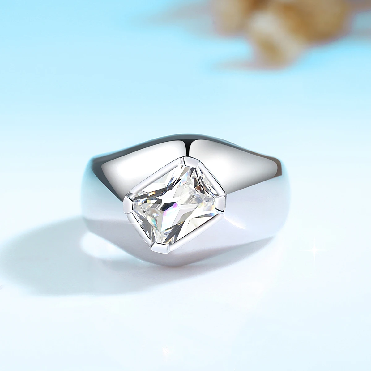 6*8mm Smaragdschliff Moissanit-Ringe für Männer mit Zertifikat, Dickes Massives Sterling Silber 925, Hochzeitsschmuck, Luxus-Geschenk für Männer, Bestseller – Detail 8