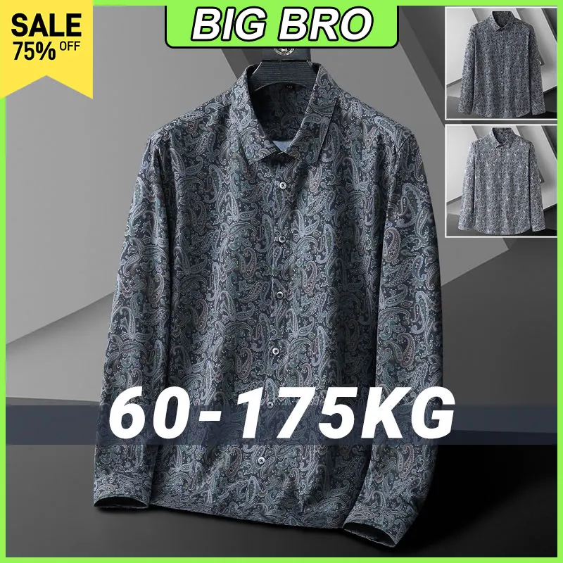Plus Size Casual Shirt Men Long Sleeve Turn-down Collar Buttons Tops Loose Formal Business Large Big Oversized Clothing 60-175KG