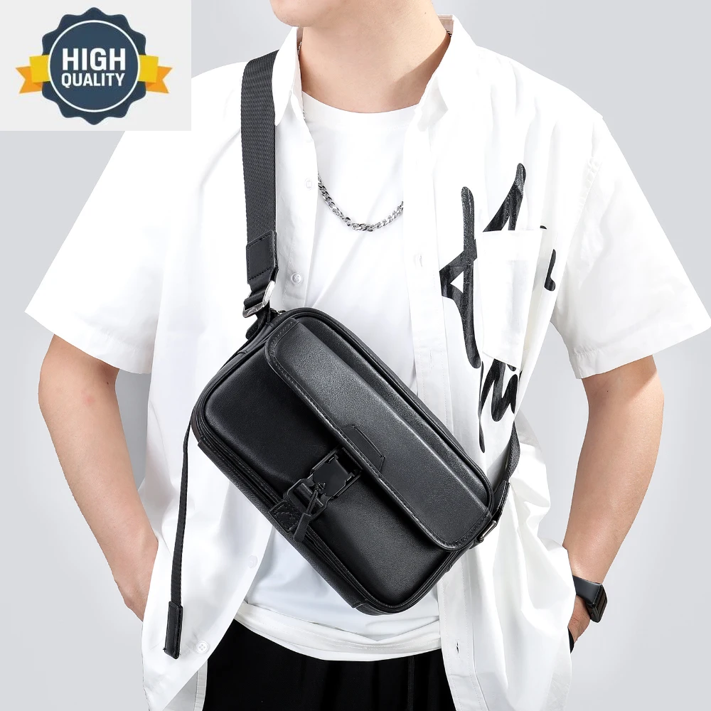 

Genuine Cowhide Fashion Leather Shoulder Bags Flaps Men Crossbody Bussiness Messenger For Phone Casual Famous Sling Sac