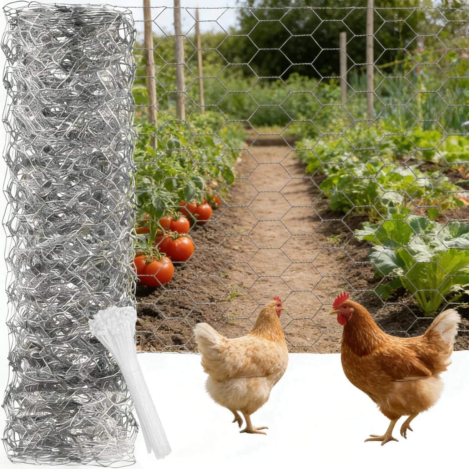 Galvanized Chicken Wire Mesh Fencing, Anti-Rust Hexagonal Net for Outdoor Gardening, Protect Plants/Vegetables/Flowers/Fruits from Dogs, Rabbits, Squirrels