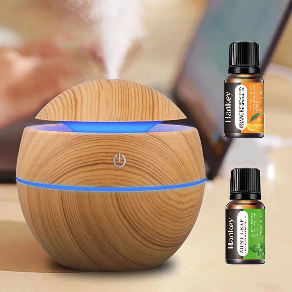 130ML Wooden Ultrasonic Essential Oil Aromatherapy Diffuser Intelligent Touch Switch Automatic Shut-Off Without Water Suitable F