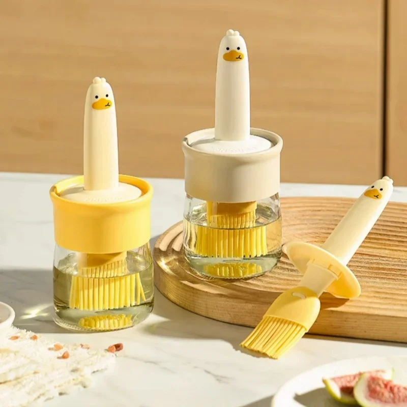 Oil Brush Household Silicone Oil Brush with Bottle Kitchen Flapjack Food Grade BBQ Baking All-in-One Oil Brush Bottle