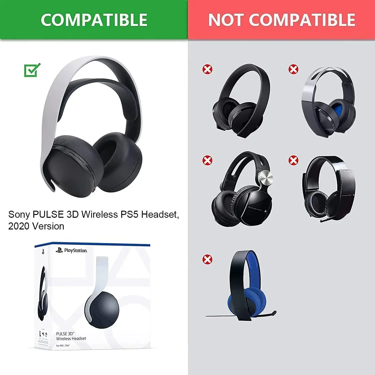 Suitable For Sony Playstation 5 Pulse PS5 3D Wireless Headset Replacement Ice gel memory sponge Earpads Wearing it feels cold