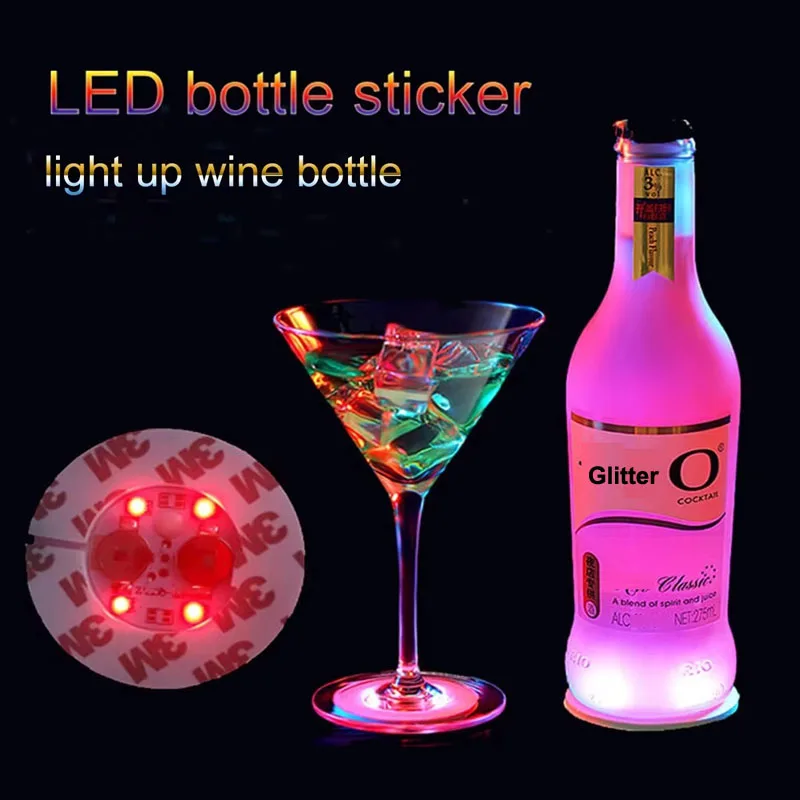 10 20 40 60PCS LED Bottles Coaster Lamps Luminous Cup Stickers Lights Bar KTV Wedding Party Cocktail Drink Cups Vase Decoration