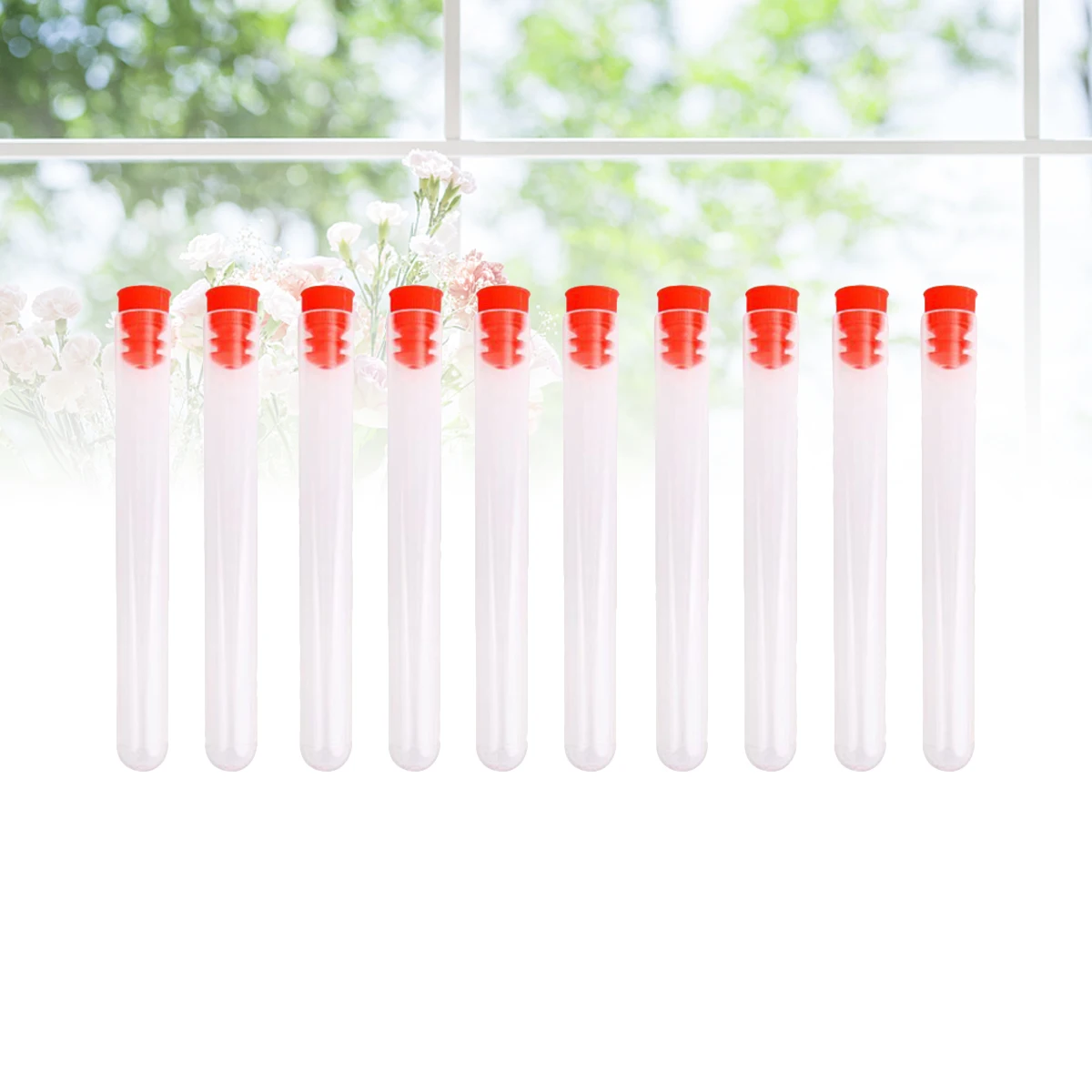 10 قطعة أنابيب اختبار البلاستيك الشفاف 15x150 مللي متر دائم الحيوانات الأليفة مانعة للتسرب قبعات المسمار لعينات السائل التجارب الكيميائية الحلوى