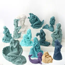 MIni Conch Mermaid Sea Soap Mold Candle Mould Silicone Ocean Goddess Wax Supplies Large Sleeping Shell Mermaid Sculpture Tool