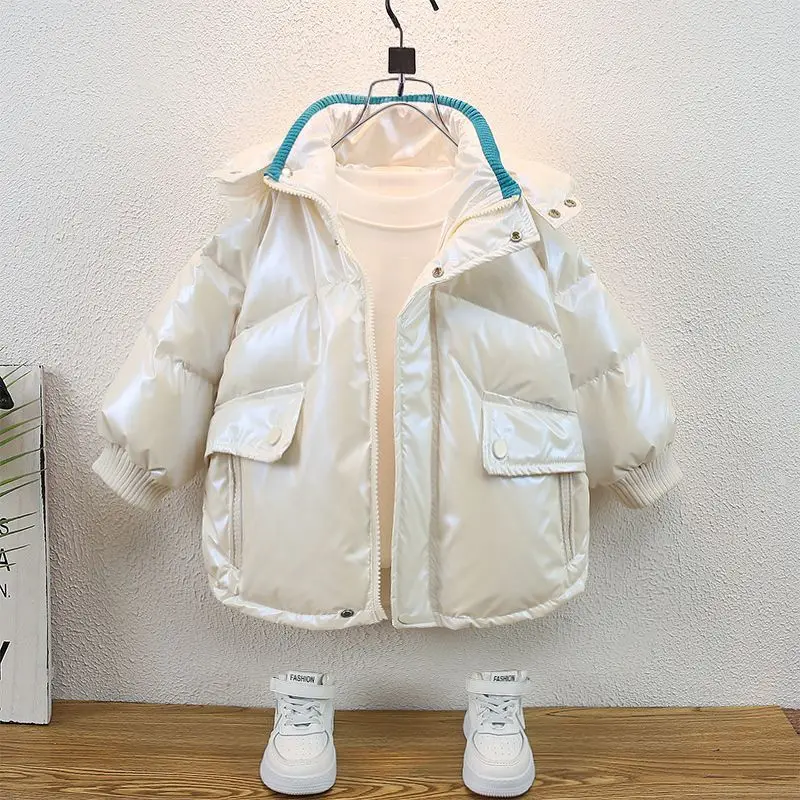 

Children's baby boys down jacket 2023 new brim disposable girls coat shiny thickening in the winter long