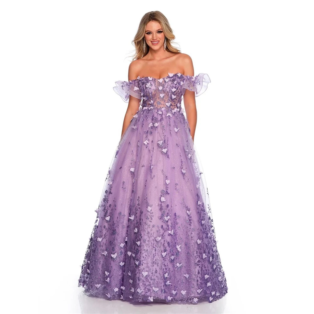 Prom Dress Satin Draped Applique Cocktail Party A-line Off-the-shoulder Bespoke Occasion Gown Long Dresses