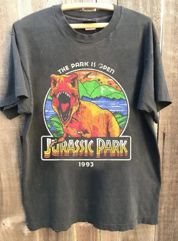 Camiseta de Verano para Mujer, Talla Grande, Estilo Vintage, con Diseño de Jurassic Park, de Algodón Transpirable, Elegante, Versátil, Estilo Urbano, Holgada