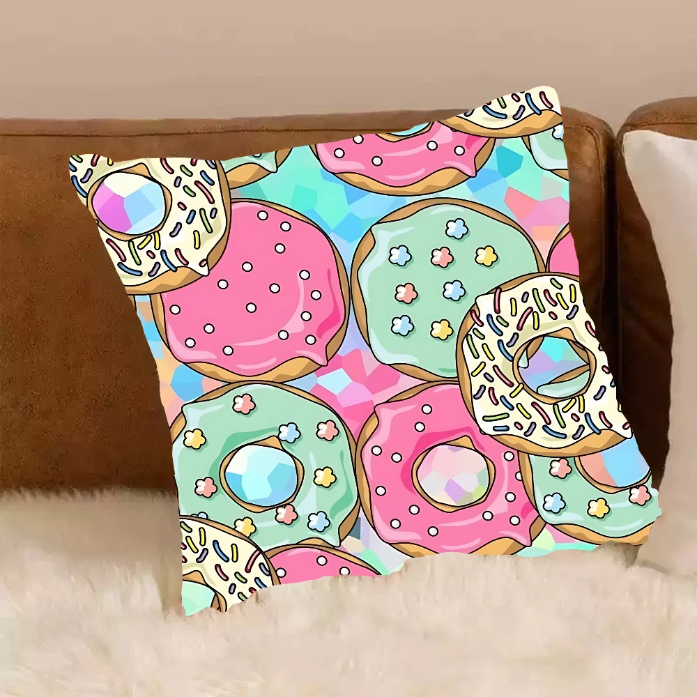 Cartoon Donut Pillow Case Pillowcase Living Room Sofa Cushion Cover Bedroom Home Decoration Children's Gift