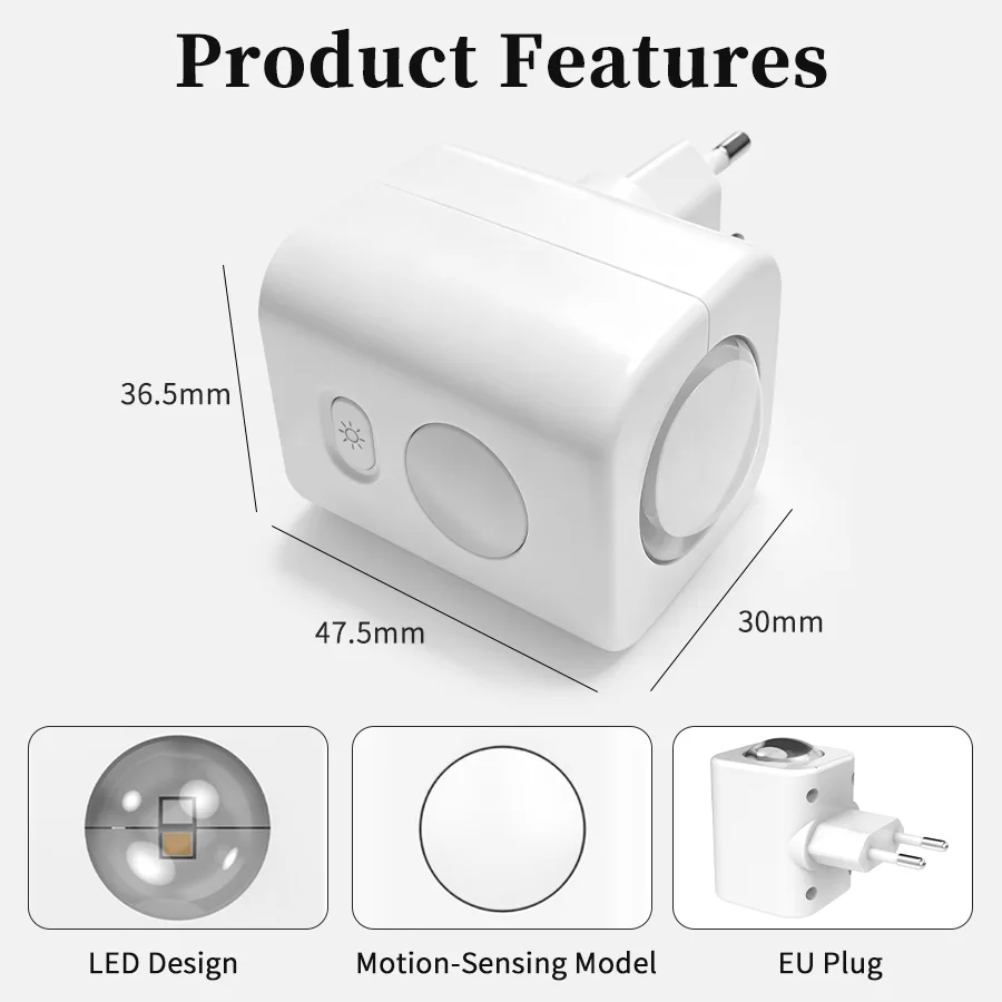Motion Sensor Plug in Night Light Dimmable LED Wall Lamp with RGB Color Changing for Bedroom Hallway EU Plug