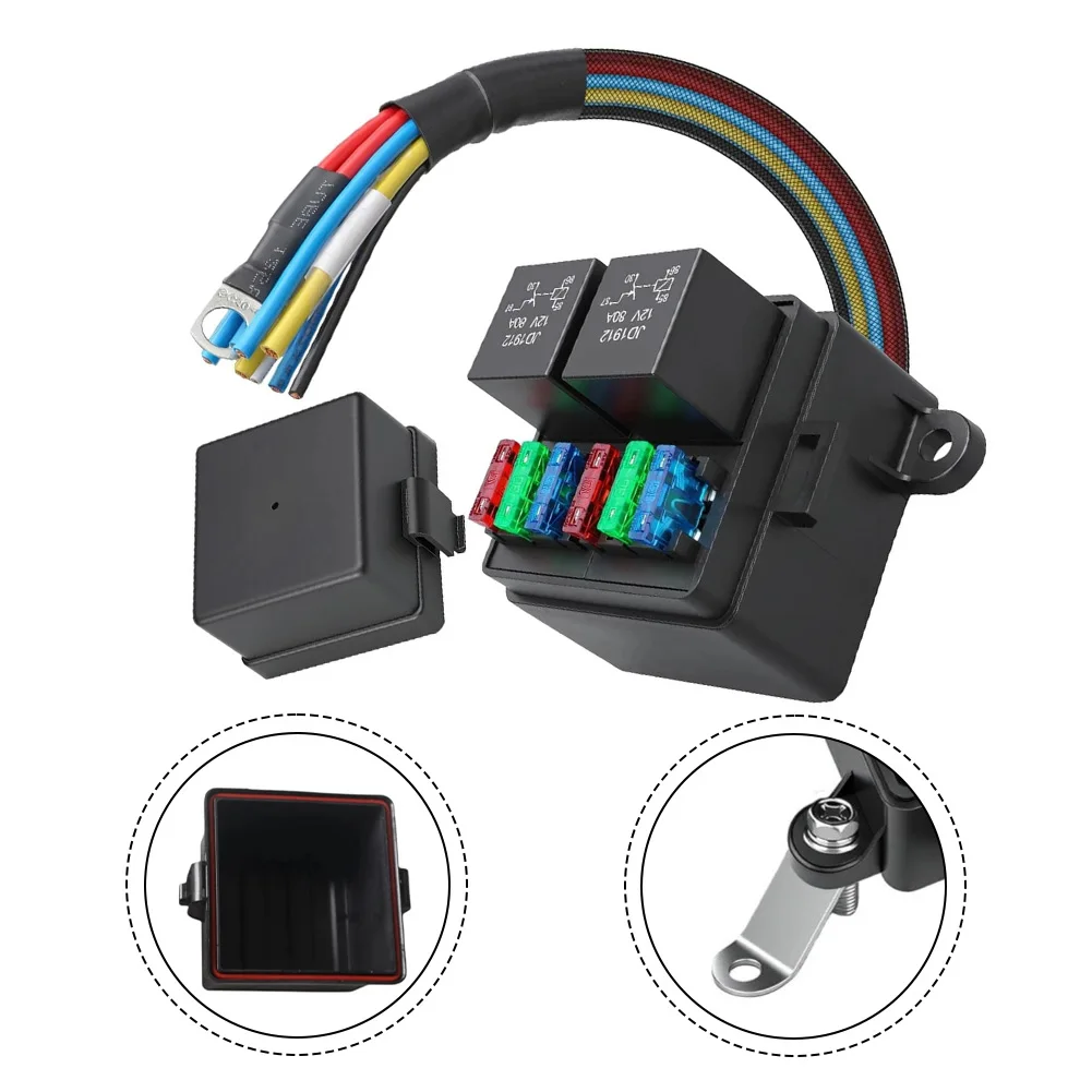 

Блок предохранителей и реле для электросистем автодомов 12В, пластиковая и металлическая конструкция, два релейных гнезда, панель предохранителей большой емкости