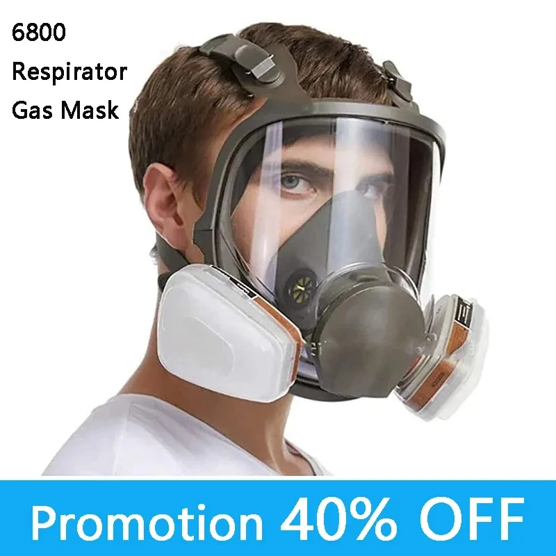 Masker Gas Anti kabut, 6800 Respirator wajah penuh anti-kabut, semprotan lukisan industri, Filter keselamatan kerja, perlindungan formaldehida