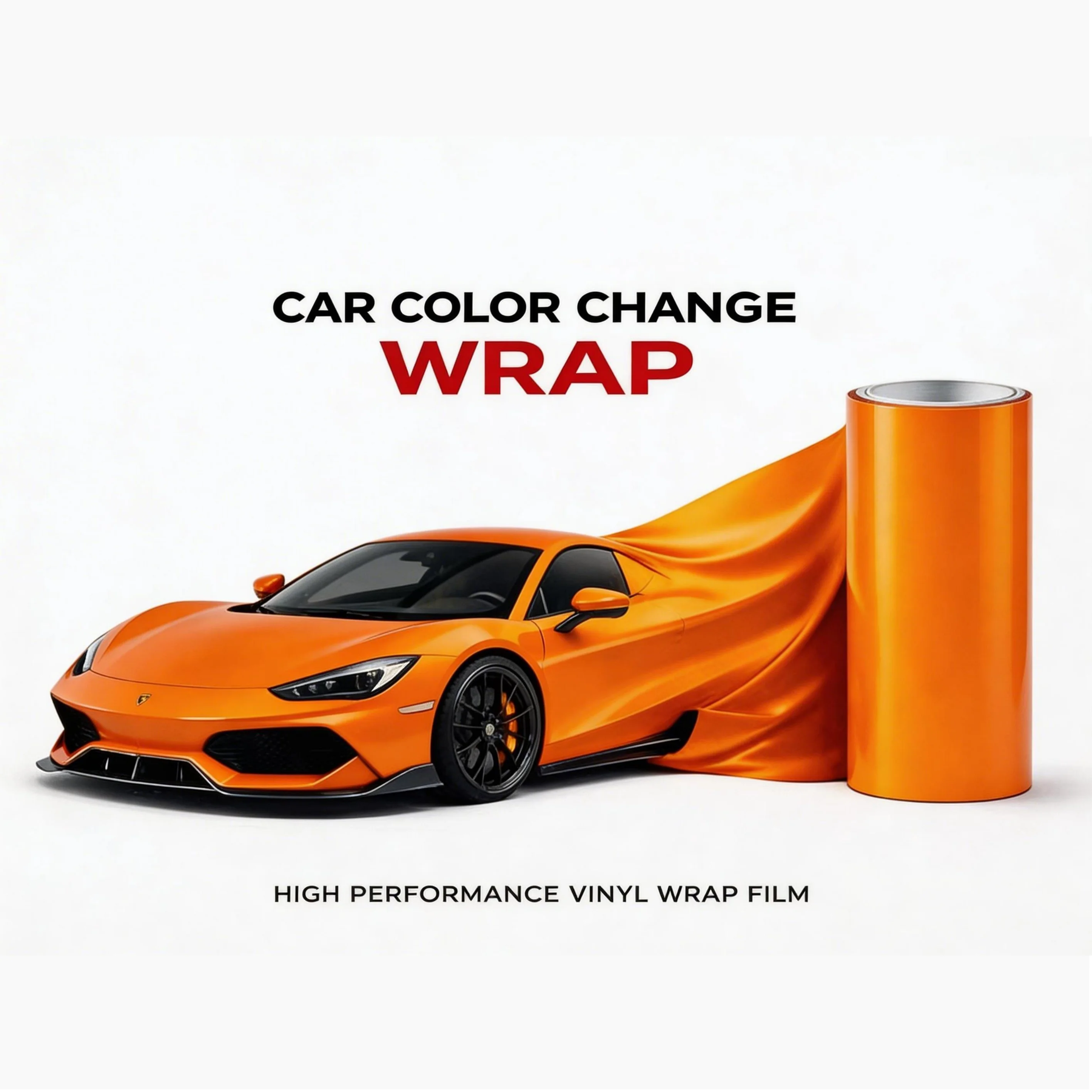 

Виниловая пленка TPU Metal Racing Orange для оклейки автомобилей - глянцевый металлический эффект, декоративная наклейка для кузова BMW, Mercedes, Tesla и всех автомобилей