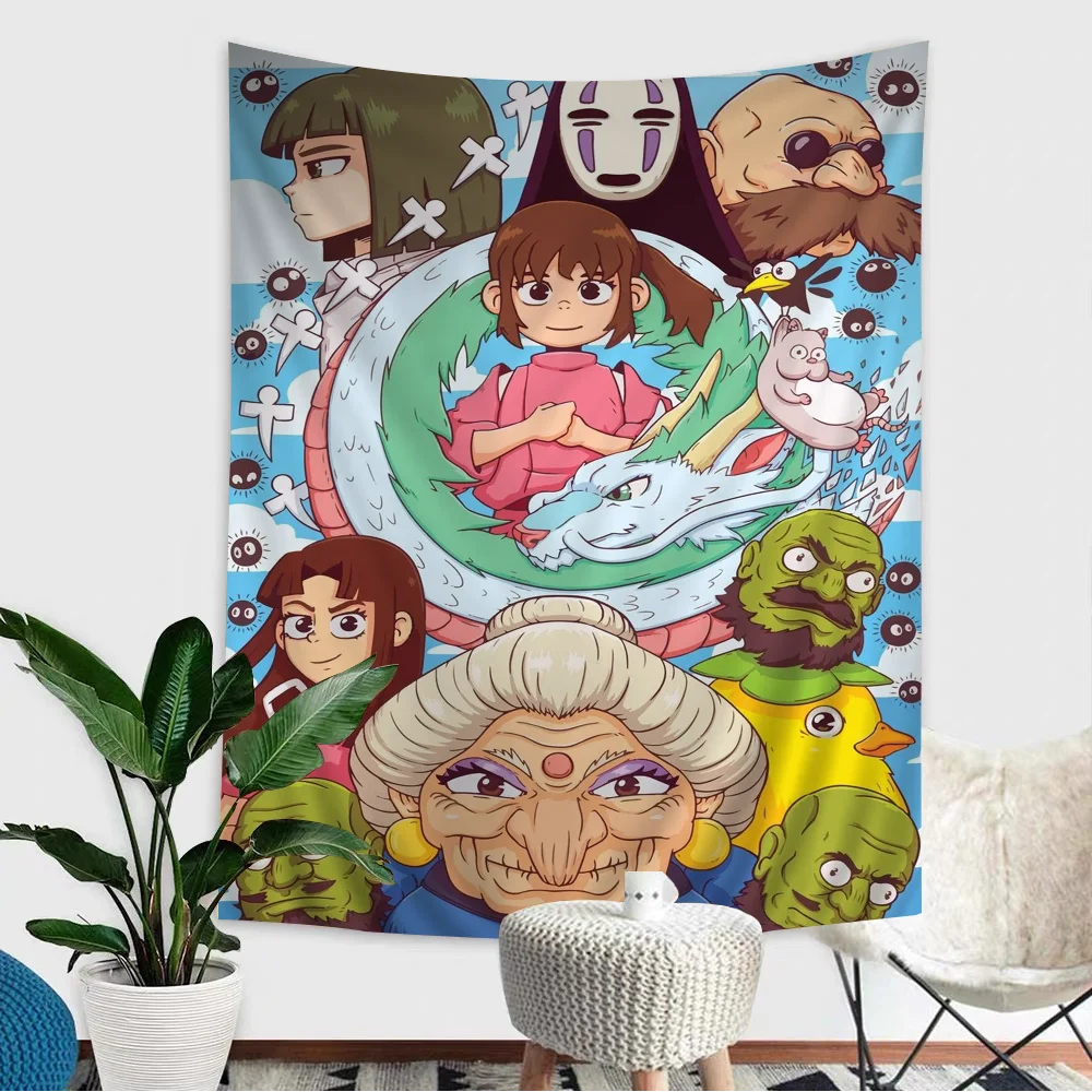 

Cartoon S-Spiritedes-A-Away Tapestry Anime Tapestry Hanging Tarot Hippie Wall Rugs Dorm Wall Hanging Sheets