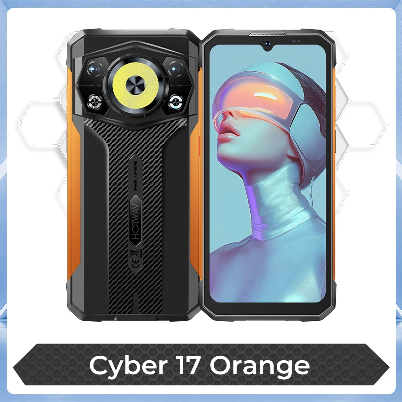 HOTWAV Cyber 17 Robuuste Smartphone Android 16 6.75'' 120Hz RGB Dynamisch Licht Mobiele Telefoon 350LM 6200mAh 20W 6GB 128GB Mobiel