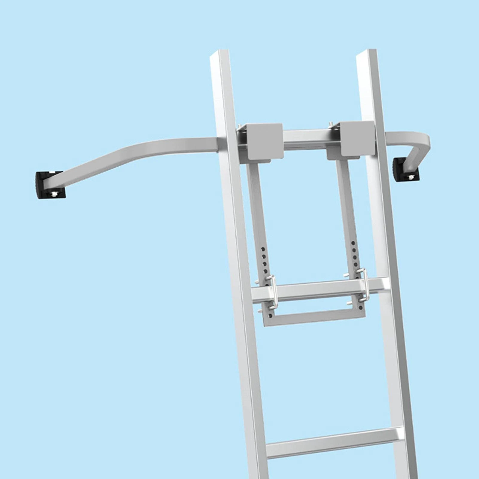 Ladder Stabilizer Steel Ladder Roof Hook Wing Span Standoff for Climbing Painting Silver Gray