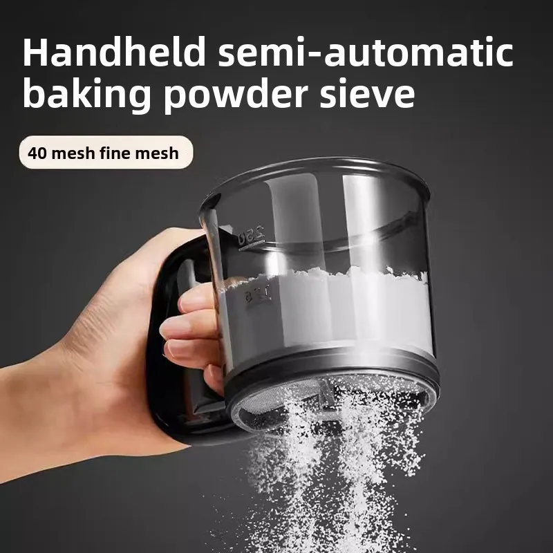 Handheld Semi-automatic Flour Sieve, Baking Powder Sieve, Sifter, Powder Filter, Cake Double-layer Leakage Screen