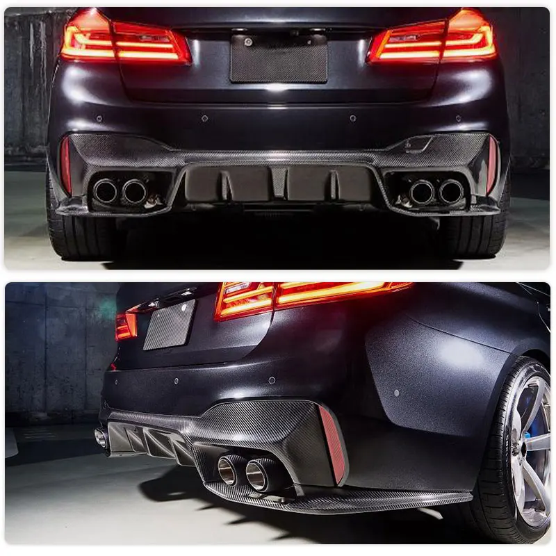 Car Rear Bumper Diffuser Lip Spoiler Carbon Fiber for BMW 5 Series F90 M5 Sedan 2018-2020 Rear Diffuser Lip With Splitters Apron