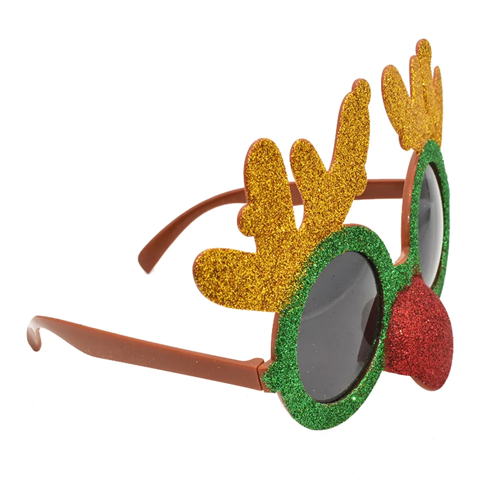 

Child Christmas Glasses Frame Glitter Reindeer Antlers Red Nose Party Photp Props Xmas Supplies Ornament