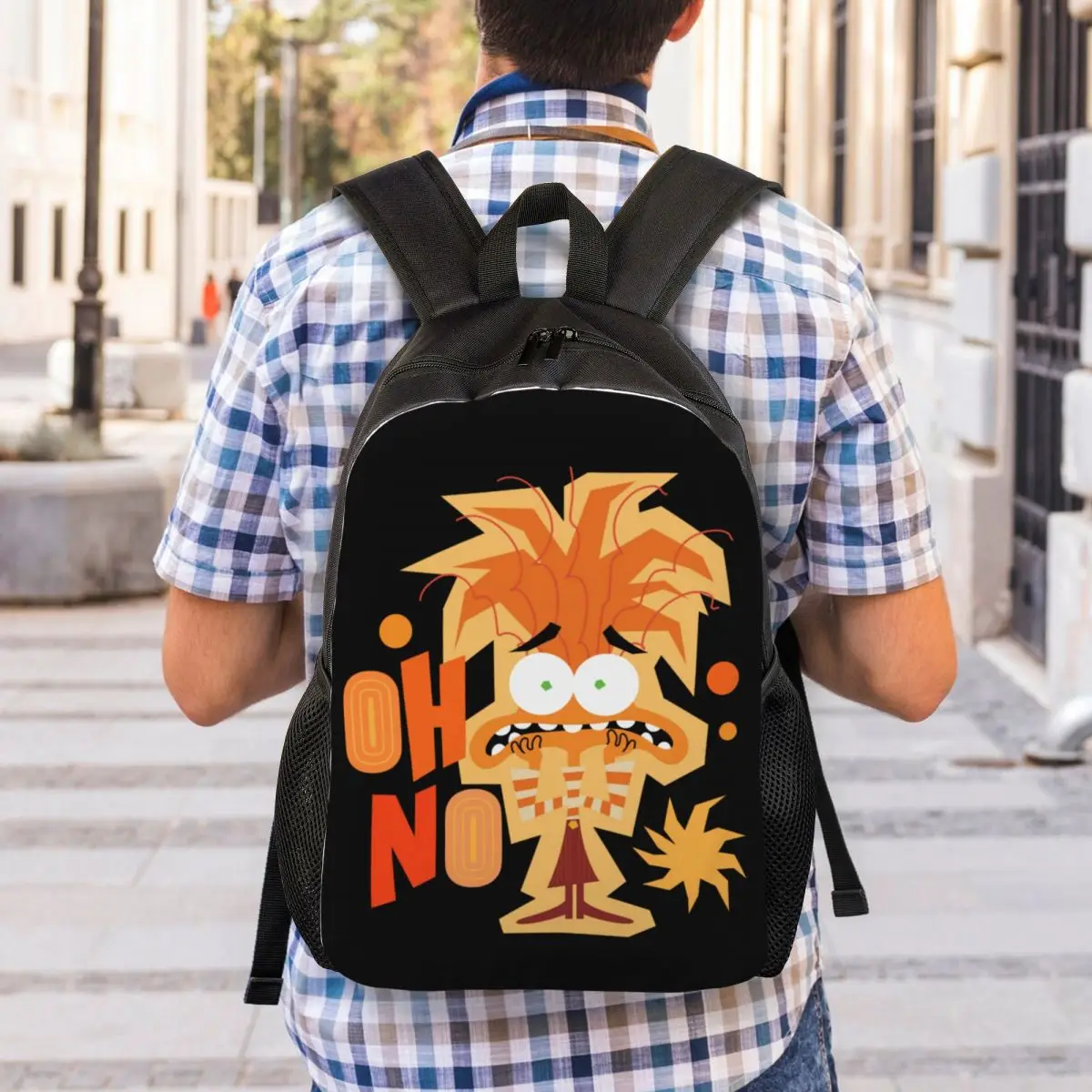 Mochila de ansiedade personalizada para mulheres e homens, mochila casual, não, de dentro para fora, escola, bolsas universitárias