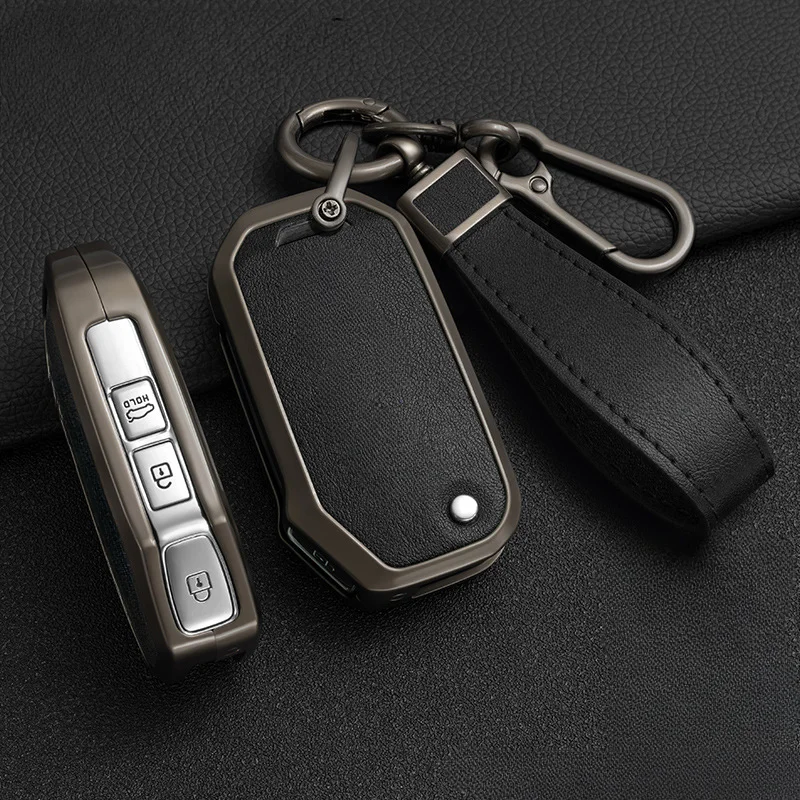 Zinc Alloy + Leather Car Key Case Cover for KIA Ceed 2023 CD Forte 2018 2019 2021 Cerato 2019 K3 Gt Seltos Sportage 2020 Sorento