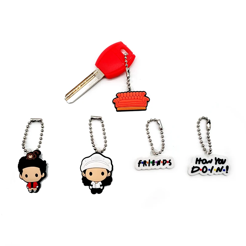 28PCS Set Keychain Old Friends Character Keyring fit Fans Souvenir Car key Accessories Cup Handle Pendant Friends Key Gifts