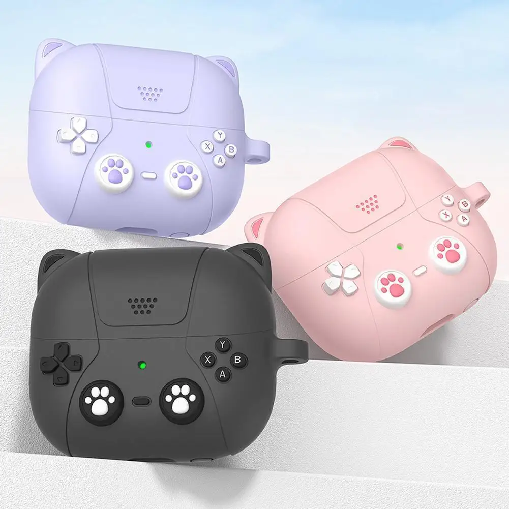 

NEW High-Cute 3D Cat Silicone Case For Samsung Galaxy Buds 2/pro/live/Buds2 Pro/FE Capa Cover Keeps Charging Case Closed