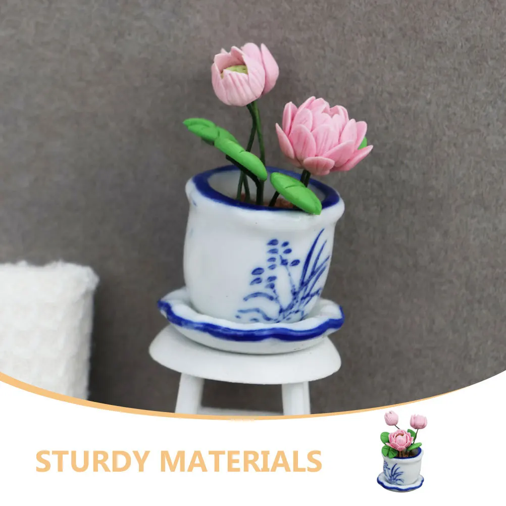 

Mini Lotus Bonsai Statue Miniature Potted Plant Resin Simulation Bonsai Mini Decoration Ornament Miniature Potted Plants